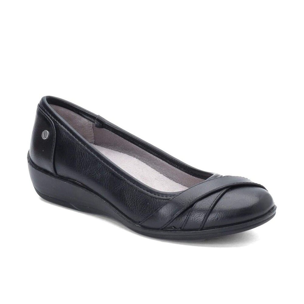Life Stride Womens 8 W Black Tumble Loyal Faux Leather Ballet Flats NIB NP2